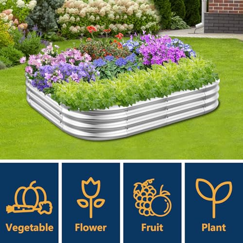 RAYKEEP 4x3x1ft Galvanized Raised Garden Beds, Pack of 01 - Silver - color: 1pcs, size: 4x3x1ft