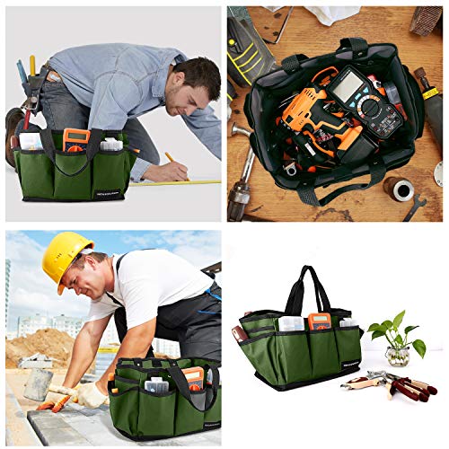 Housolution 12 Inch Gardening Tote Bag, Garden Tool Storage Bag, Dark Green - color: Dark Green, size: 12 Inch