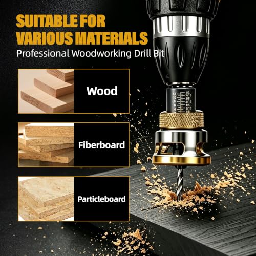 Burmong 4-piece Countersink Drill Bit Set with Adjustable Depth Stop & L-Wrench, Hcs Four-Flute Drill Set for Wood, Plastic, and DIY Projects