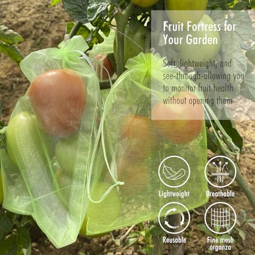Fruit Protection Bags, Fetanten 8x12 in Mesh Drawstring Bag for Fruit Trees - size: 8 x 12 Inch 40pcs