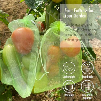 Fruit Protection Bags, Fetanten 4x6 in Mesh Drawstring Bag for Fruit Trees - size: 4 x 6 Inch 40pcs