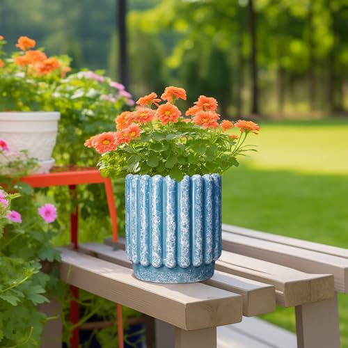 Ceramicfor Ceramic Planter, 7.6 Inch, Blue - color: Sky Blue, size: 7.6 Inch