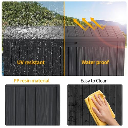 200 Gallon Waterproof Outdoor Storage Box, Lockable Deck Boxes With Handle, Indoor and outdoor Resin Storage Box for Garden Tools, Patio Cushions, Package Delivery, Black - size: 200 Gal