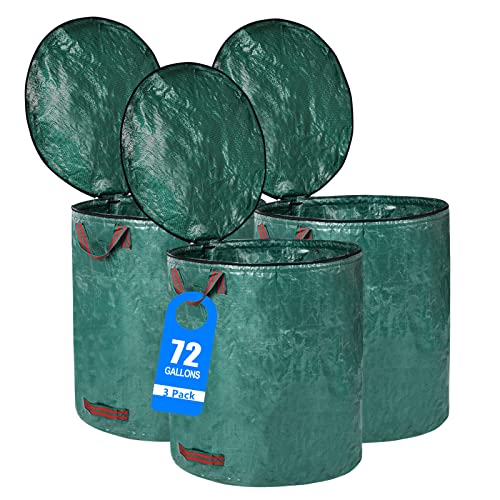 3 Pack 72 Gallons Reusable Yard Waste Bags with Lid lawn leaf bags - style: 3pcs 72 gallons bags with lid