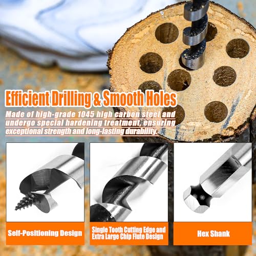 1-1/2 Inch x 9 Inch Auger Drill Bit for Wood,1-1/2 Inch Hex Shank - size: 1-1/2" x 9"