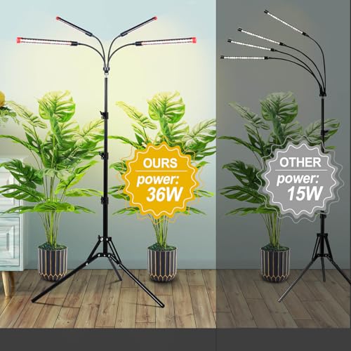 36W Grow Light with Stand for Bonsai Tree Tall Plants - size: 4 Tube-Stand