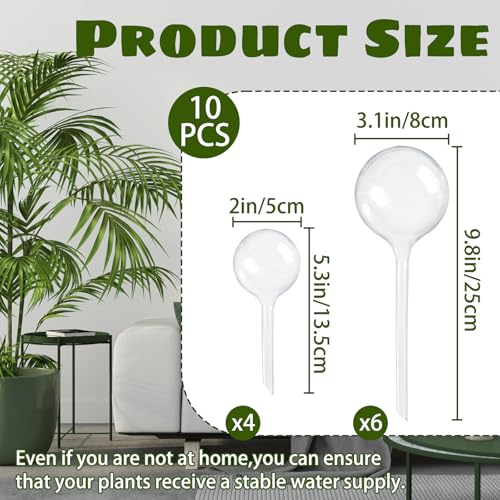 10 Pcs Plant Watering Cans,Plant Watering Globes,Plant Self-Watering Bulbs,Plastic Plant Automatic Water Devices for Indoor Outdoor Potter Plants - size: Clear-6Large4Small