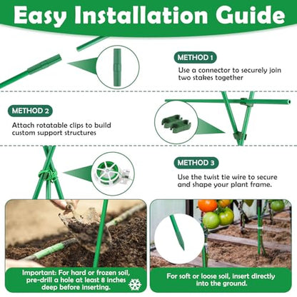 337 PCS Garden Stakes, Fiberglass Tomato Stakes, Garden Sticks - size: 105 Packs