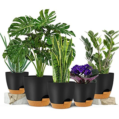 GARDIFE 5/5.5/6/6.5/7 Inch Self Watering Planters, Black - color: 7-black, size: 7/6.5/6/5.5/5 inch|5 pcs