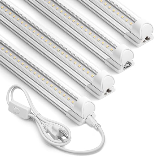 Barrina T8 LED Shop Lights 2FT, 20W 3000LM 5000K, 4 Pack, High Output Tube - color: 5000K, size: 2FT-4 Packs