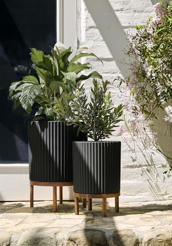 Veradek Demi Series Raised Duo Planters - Set of 2 Planters with Stands - color: Black/Brown, size: Bundle - 2 Pack