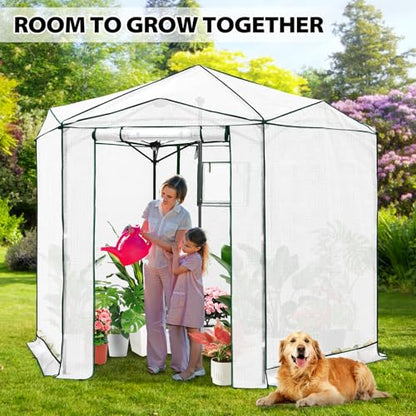 EAGLE PEAK 8.5x8.5 Easy Setup Pop Up Greenhouse, Hexagon, Clear/White - color: Clear/White, size: 8.5x8.5
