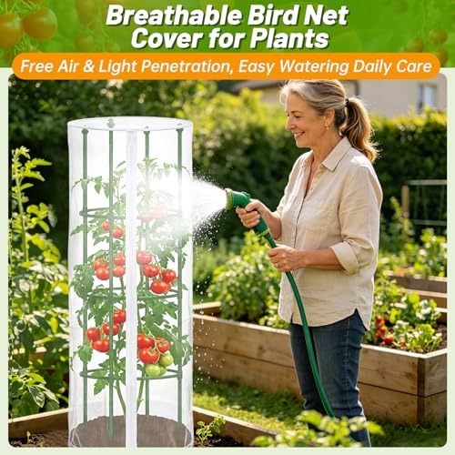 3Pcs 15" x 55" Garden Bird Netting Plant Cover for Round Plant Cage - size: Round Cage CoverS（Cover Only）