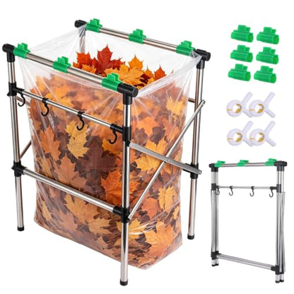 Foldable Leaf Bag Holder, 30-45 Gallon Stainless Steel Trash Bag Holder