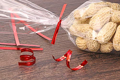 Mini Skater 800pcs 4" Metallic Twist Ties - 7 Colors(Red) - color: Red