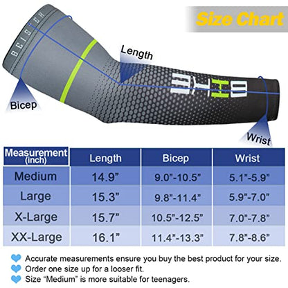 beister Arm Sleeves for Men & Women, UV Protection Cooling Cover and Cyling - color: Black, size: Medium