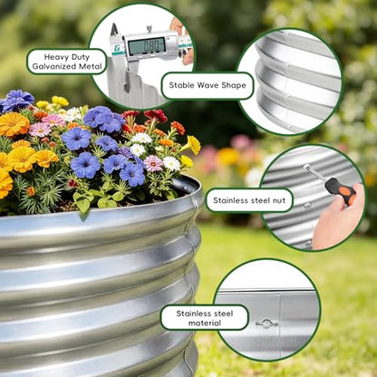 AHEONLAR 3Pack 3x2x2ft Galvanized Raised Garden Beds Outdoor, Oval Raised Beds for Gardening Metal Planter Boxes for Planting Vegetables, Fruit, Herb, Silver - color: Silver