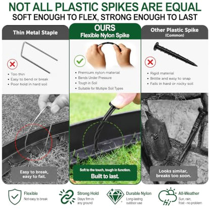 Landscape Edging Border, 2 in x 100 ft No Dig Garden Border, 150 Spikes - size: 100FT-2inch