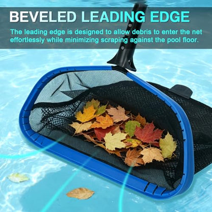 FEED GARDEN Pool Leaf Rake Pool Skimmer Nets for Cleaning with Double-Layer Deep Big Bag,17.5" L x 11" W Heavy Duty Aluminum Frame & Handle Rake(Pole Not Included) - size: 17.5" x 11" Pool Rake