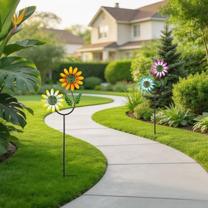 2 Pack Flower Wind Spinners Outdoor - size: 2 Pcs-31x10
