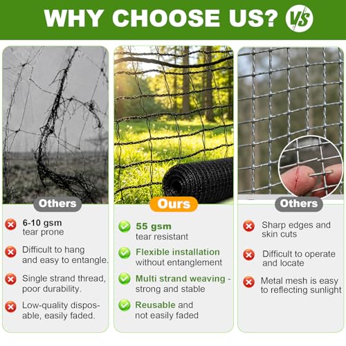 4x50FT Deer Fence Netting for Garden, 55GSM Plastic Mesh Temporary Fence - size: 4x50FT