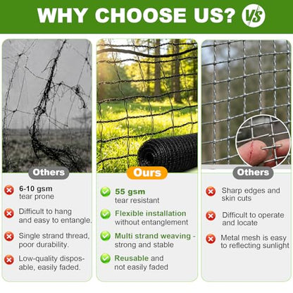 4x50FT Deer Fence Netting for Garden, 55GSM Plastic Mesh Temporary Fence - size: 4x50FT