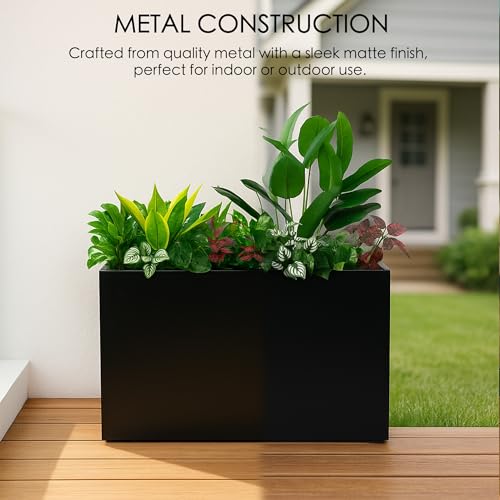 Kozyard 30”Lx12”Wx24”H Metal Planter Box Indoor Outdoor - color: Black/30”l X 12”w X 24”h