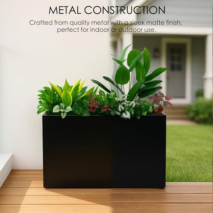 Kozyard 30”Lx12”Wx24”H Metal Planter Box Indoor Outdoor - color: Black/30”l X 12”w X 24”h