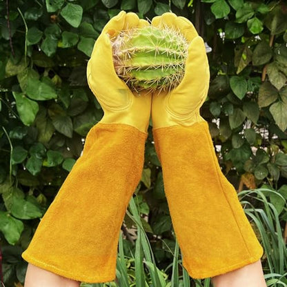 Thorn Proof Gardening Gloves, 100% Cowhide Comfortable Breathable for Rose Pruning, Cactus Handling and Gardening - size: X-Large(1 pair)