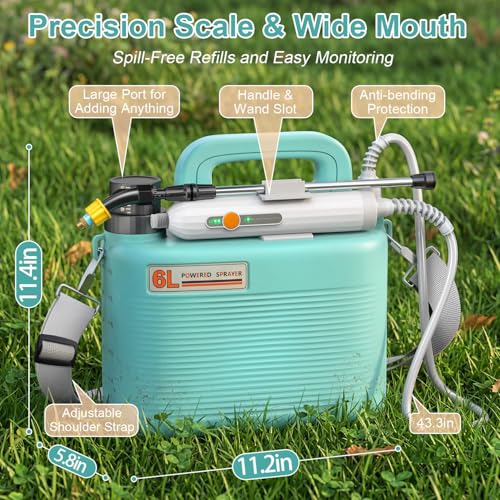Battery Powered Garden Sprayer 1.8 Gallon, Lightweight 3 Nozzles,5 Patterns