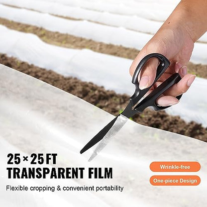 VEVOR Greenhouse Plastic Sheeting 25 x 25 ft, 6 Mil Thickness Clear Greenhouse Film, Polyethylene Film 4 Year UV Resistant, for Gardening, Farming, Agriculture, Garden - size: 25 x 25 ft