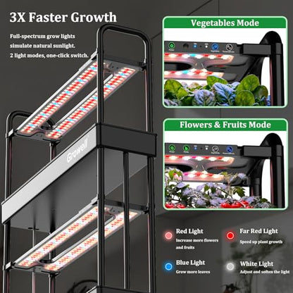Growell Hydroponics Growing System Kit with 48 Large Buckets, Indoor Garden - size: 3-Tier/48 Large Pods