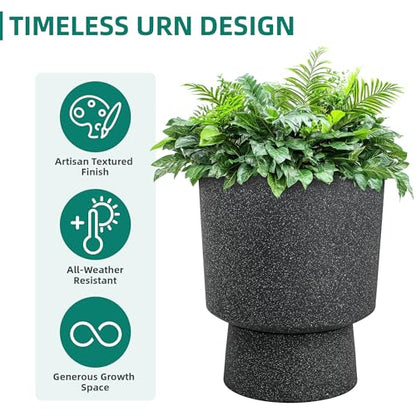 16.8" Pedestal Planters for Outdoor Plants, Large Urn Flower pots S/2 - color: 16.8"h-gray Terrazzo