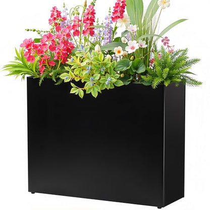 VGMiu Rectangular Planter Boxes Metal Planters Black 38.2''Lx13''Wx30''H