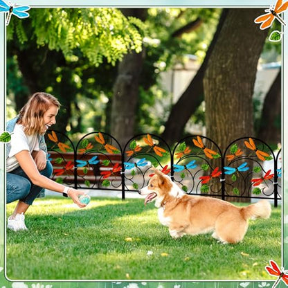 Yaocom 6 Pack Dragonfly Garden Fence 16.5" H x 11.8" W Metal Border - style: Dragonfly
