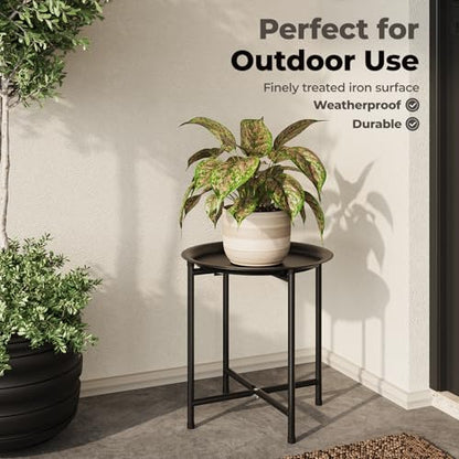 Bamworld Plant Stand Indoor Tall Plant Table Outdoor Plant Stool - color: Black