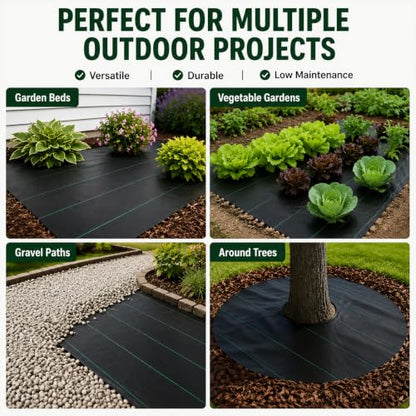 6FTx300FT Weed Barrier Landscape Fabric Heavy Duty 5oz Pro Ground Cover Mat - size: 5oz-6ftx300ft