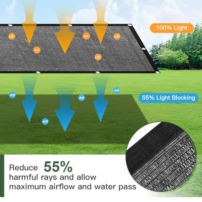 6.5 x 10 FT 55% Heavy Duty Shade Cloth Mesh Tarp - size: 55% - 6.5 x 10 FT Premium
