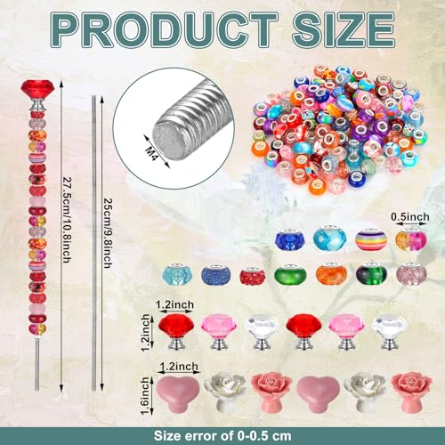 Tigeen 236 Pcs Garden Stake DIY Fairy Wand Plant Stake, Ceramic Rose Heart - style: Ceramic Rose Heart