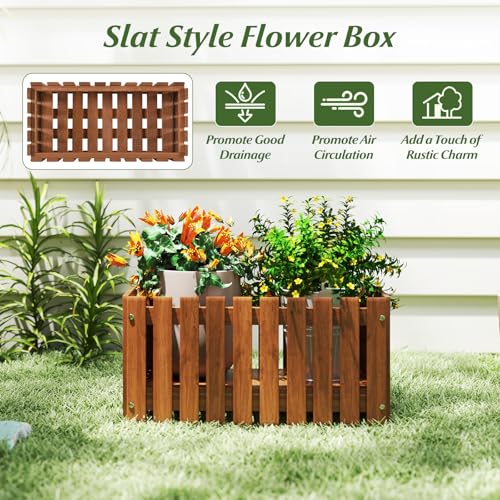 HAPPYGRILL Slat Style Wooden Raised Garden Bed