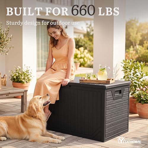 YITAHOME XXL 230 Gallon Extra Large Outdoor Deck Box - color: Black, size: 230 Gallon