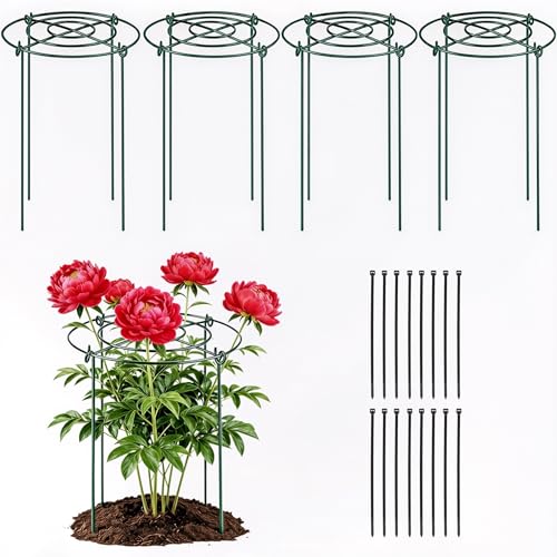 4 Packs Peony Cages and Supports, 11.8"x16" Metal Plant Supports