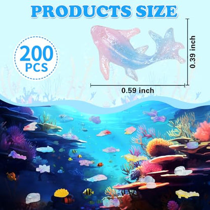 200 Pcs Mini Resin Ocean Animals, Tiny Variety Sea Figurines to Hide
