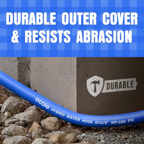 Heavy Duty Garden Hose 25 ft, Non-Expanding Flexible Water Hose, Kink Resistant Lightweight Hybrid Hose, Leakproof Hose Male to Female Fittings - color: Blue, size: 25ft