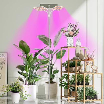 KINGPLUS 48W Grow Light for Indoor Plants with Stand, Tri-Head Plant Light - size: Three-Heads