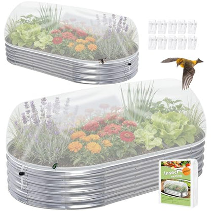 2 Pack Taller Garden Netting for 4x2FT Raised Beds with 10 Secured Clips - color: 4×2×1ft