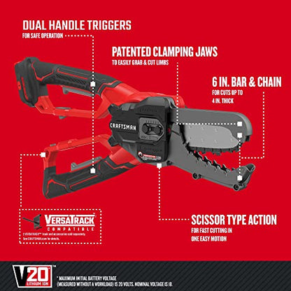 CRAFTSMAN V20 Cordless Lopper, 6 inch, Bare Tool Only (CMCCSL621B) - style: Lopper (Tool Only)