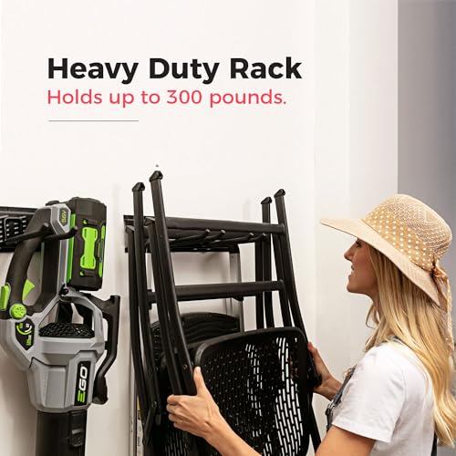 TIDYME Garage Tool Organizer Wall Mount, 48", 3 Racks 6 Hooks, 300 lbs - size: 48" Carbon Steel with 3 Racks & 6 Hooks