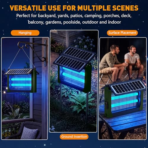 Solar Bug Zapper Outdoor, 4500V Mosquito Zapper with Dual Solar Panels - color: Green