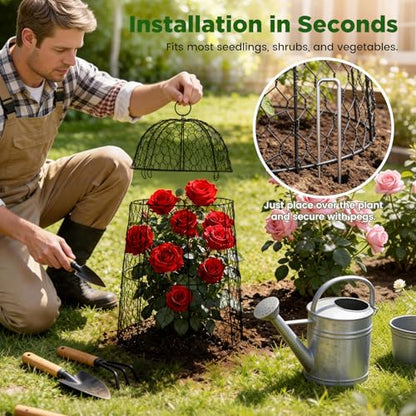 12 Pack XL Metal Garden Cloches for Plants, 17" Tall Chicken Wire Cloches